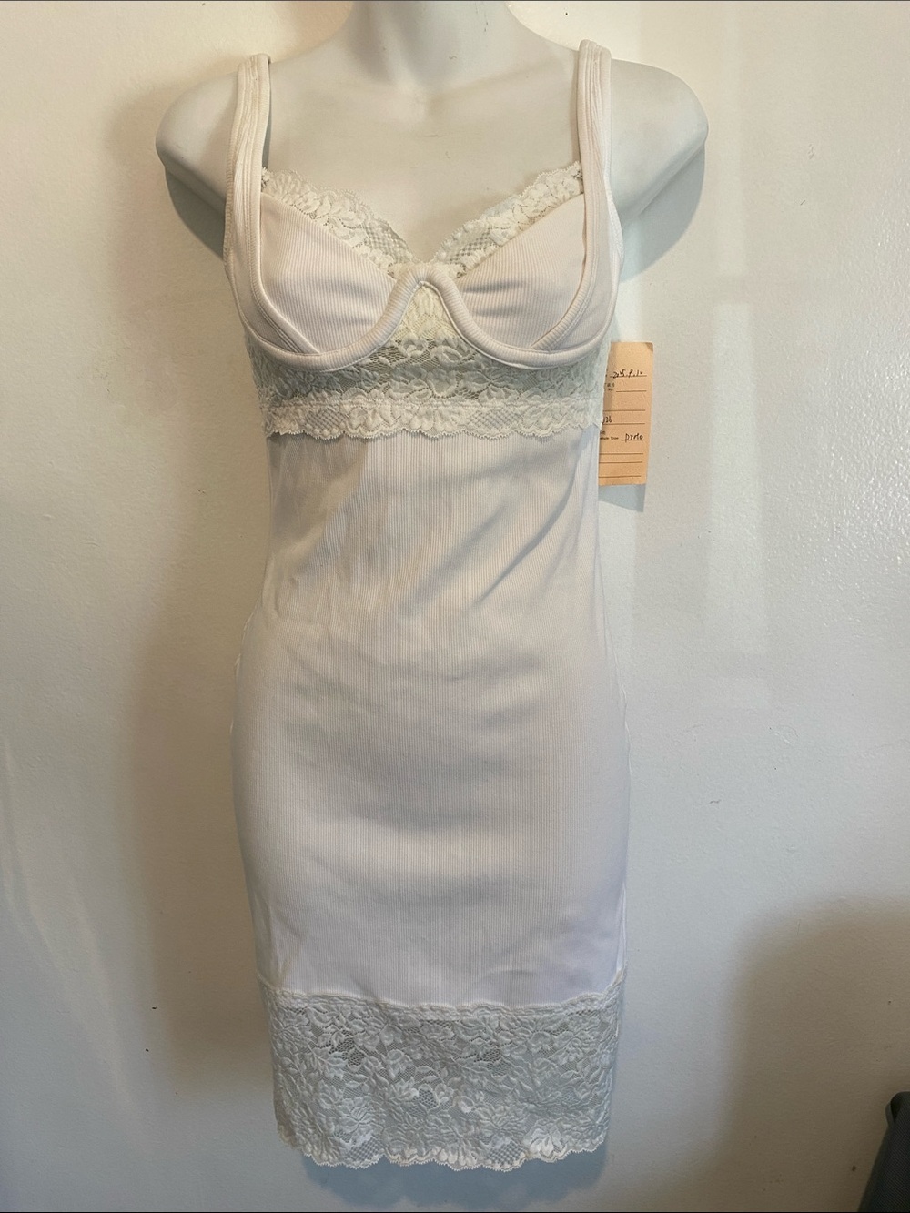Afends Cream Lace-Trim Slip Dress